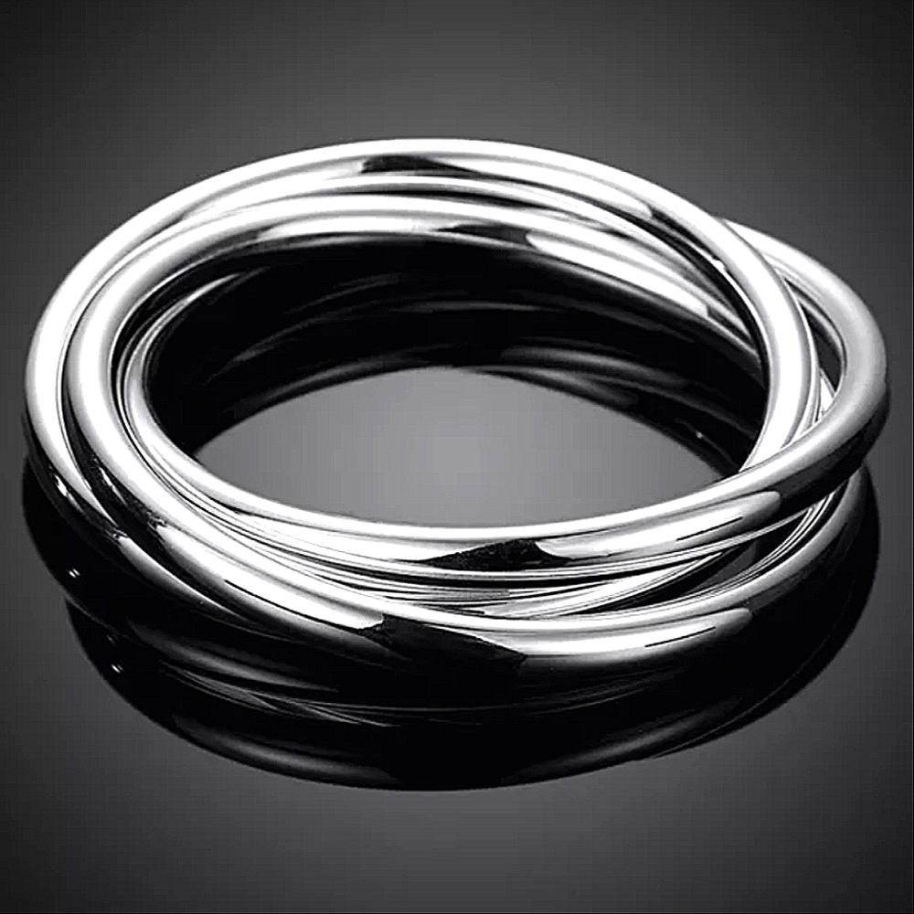 Bangle Bracelets Sterling Silver Three Piece Set